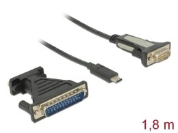 ADAPTER USB-C(M) 2.0->DB-9(COM)(M) NA KABLU 1.8M CZARNY +ADAPTER DB25 DELOCK