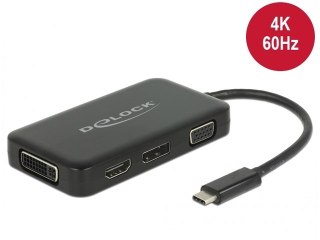 ADAPTER USB-C(M)->VGA(F)/HDMI(F)/DVI-I(F)(24+5)/DISPLAYPORT(F) CZARNY DELOCK