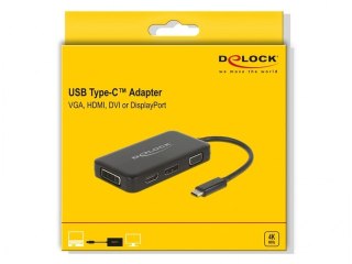 ADAPTER USB-C(M)->VGA(F)/HDMI(F)/DVI-I(F)(24+5)/DISPLAYPORT(F) CZARNY DELOCK