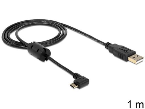 KABEL USB MICRO(M) KĄTOWY 270" PRAWO->USB-A(M) 2.0 1M CZARNY FERRYT DELOCK