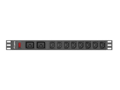 LISTWA ZASILAJĄCA RACK PDU 19" LANBERG 1U 16A 2M 2X C19 8X IEC C13 CZARNA C20