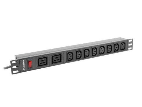 LISTWA ZASILAJĄCA RACK PDU 19" LANBERG 1U 16A 2M 2X C19 8X IEC C13 CZARNA C20