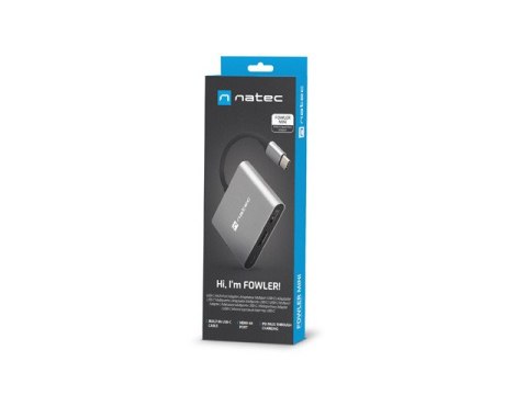 MULTIPORT ADAPTER NATEC FOWLER MINI USB-C->USB 3.0, HDMI 4K, USB-C PD