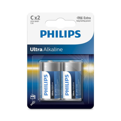 Philips Ultra Alkaline Baterie alkaliczna C R14 LR14 2 sztuki