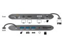 REPLIKATOR PORTÓW USB-C(M)->MIC,AUDIO,HDMI,LAN,3X USB 3.0+ZASILANIE SZARY DELOCK (PO TESTACH)