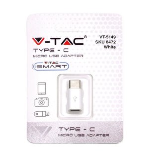 Adaptor Przejściówka Micro USB do Type C Biały V-TAC VT-5149