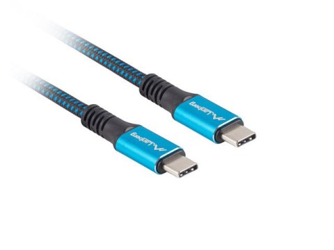 KABEL USB-C M/M USB4 0.5M 100W 8K 30HZ CZARNO-NIEBIESKI LANBERG