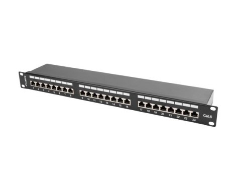 PATCH PANEL 24 PORT 1U 19" KAT.6 EKRANOWANY CZARNY LANBERG