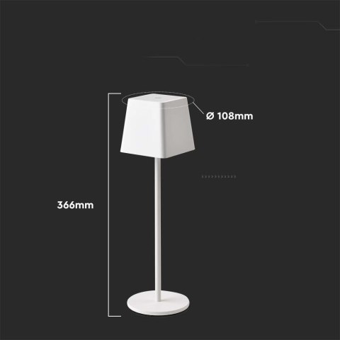 Lampka Biurkowa Nocna V-TAC 2W LED Ładowanie Ściemnianie IP54 Biała VT-7563 3000K 200lm