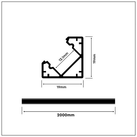 Profil Aluminiowy V-TAC 2mb Anodowany, Klosz Mleczny, Kątowy VT-8114