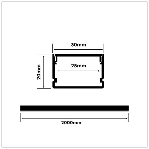 Profil Aluminiowy V-TAC 2mb Anodowany, Klosz Mleczny, Na dwie taśmy VT-8118 5 Lat Gwarancji