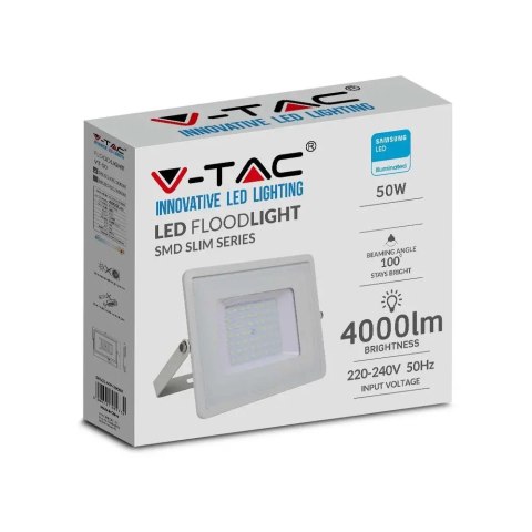 Projektor LED V-TAC 50W SAMSUNG CHIP Biały VT-50 4000K 4000lm 5 Lat Gwarancji