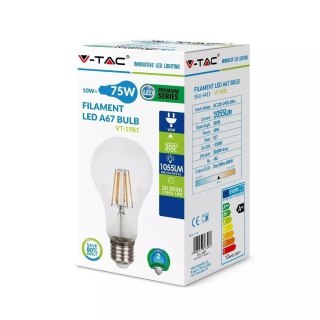 Żarówka LED V-TAC 10W Filament E27 A67 VT-1981 4000K 1055lm