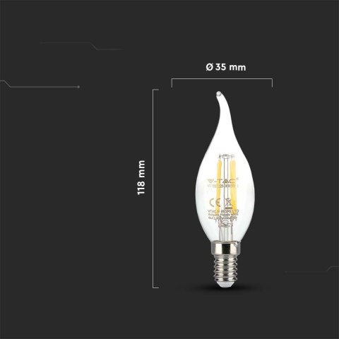 Żarówka LED V-TAC 4W Filament E14 Świeczka Płomyk VT-1997 4000K 400lm