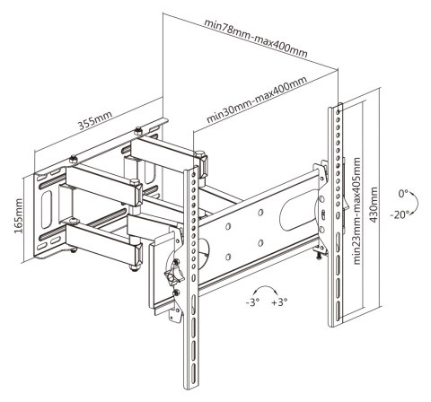 Uchwyt naścienny uniwersalny do LED TV (32"-70") regulacja w pionie i poziomie