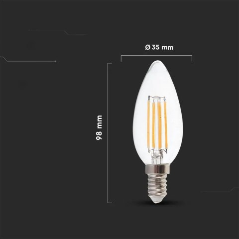 Żarówka LED V-TAC 4W Filament E14 Świeczka VT-1986 3000K 400lm