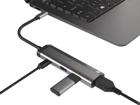 MULTIPORT ADAPTER NATEC FOWLER SLIM USB-C->HUB USB 3.0 2X, HDMI 4K, USB-C PD