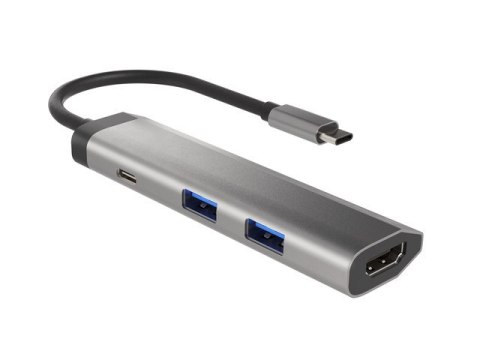 MULTIPORT ADAPTER NATEC FOWLER SLIM USB-C->HUB USB 3.0 2X, HDMI 4K, USB-C PD