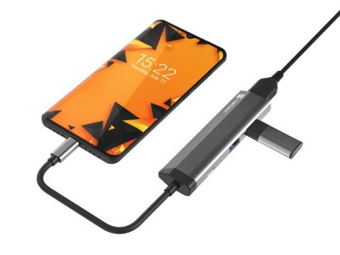 MULTIPORT ADAPTER NATEC FOWLER SLIM USB-C->HUB USB 3.0 2X, HDMI 4K, USB-C PD