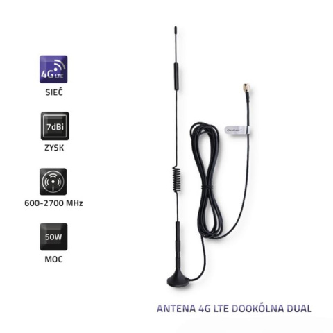 Qoltec Antena 4G LTE dookólna DUAL 7dBi wewnętrzno-zewnętrzna