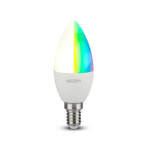 Żarówka LED WiFi V-TAC 4.8W E14 Świeczka SMART Amazon Alexa Google Home VT-5114-N RGB+2700K-6400K 450lm