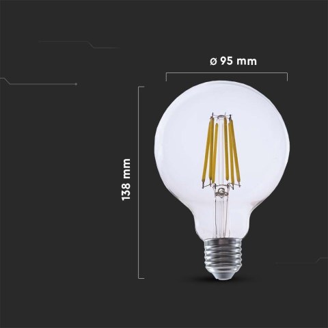 Żarówka LED V-TAC 4W E27 Filament Kula Glob G95 210Lm/W VT-2354 3000K 840lm