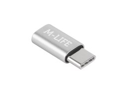 Adapter Przejściówka Micro USB - USB typu C M-Life srebrna