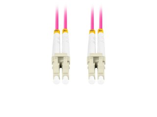 PATCHCORD ŚWIATŁOWODOWY MM LC/UPC-LC/UPC DUPLEX 3.0MM OM4 50/125 LSZH 15M FIOLETOWY LANBERG