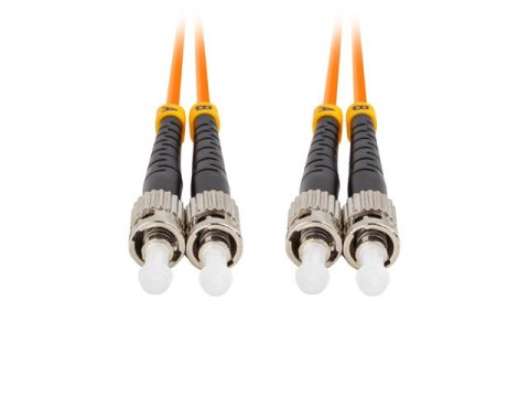 PATCHCORD ŚWIATŁOWODOWY MM ST/UPC-ST/UPC DUPLEX 3.0MM OM2 50/125 LSZH 15M POMARAŃCZOWY LANBERG