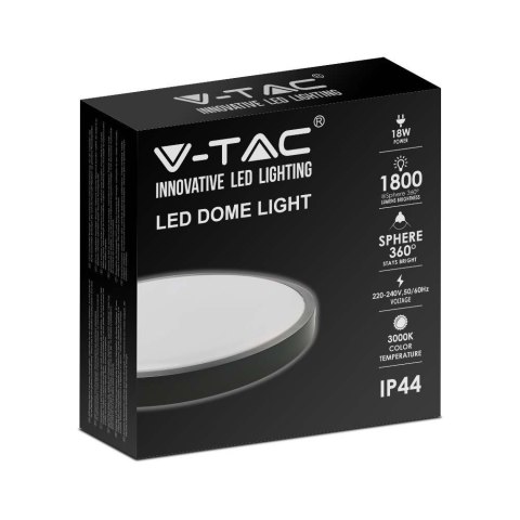 Plafon V-TAC 18W LED Okrągły IP44 23cm Czarny VT-8618B-RD 4000K 1800lm