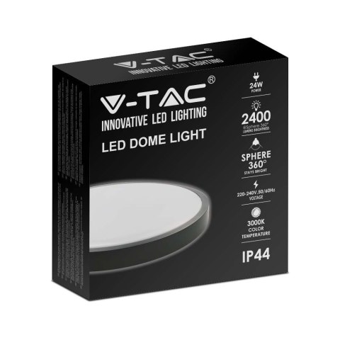 Plafon LED 24W Okrągły IP44 30cm 4000K 2400lm Czarny V-TAC VT-8624