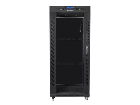 SZAFA INSTALACYJNA RACK STOJĄCA 19" 27U 600X600 CZARNA DRZWI SZKLANE LCD LANBERG (FLAT PACK)