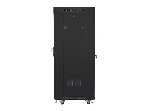 SZAFA INSTALACYJNA RACK STOJĄCA 19" 27U 600X600 CZARNA DRZWI SZKLANE LCD LANBERG (FLAT PACK)