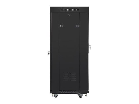 SZAFA INSTALACYJNA RACK STOJĄCA 19" 27U 600X600 CZARNA DRZWI SZKLANE LCD LANBERG (FLAT PACK)