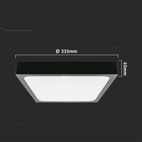 Plafon V-TAC 18W LED Kwadrat IP44 23x23cm Czarny VT-8618B-SQ 4000K 1800lm