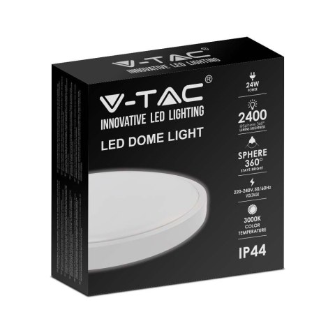 Plafon V-TAC 24W LED Okrągły IP44 30cm Biały VT-8624W-RD 4000K 2400lm