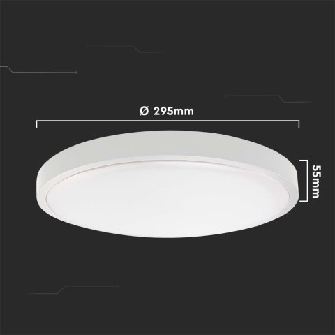 Plafon V-TAC 24W LED Okrągły IP44 30cm Biały VT-8624W-RD 4000K 2400lm