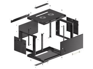 SZAFA INSTALACYJNA RACK WISZĄCA 19" 6U 600X450 CZARNA DRZWI METALOWE LANBERG (FLAT PACK)