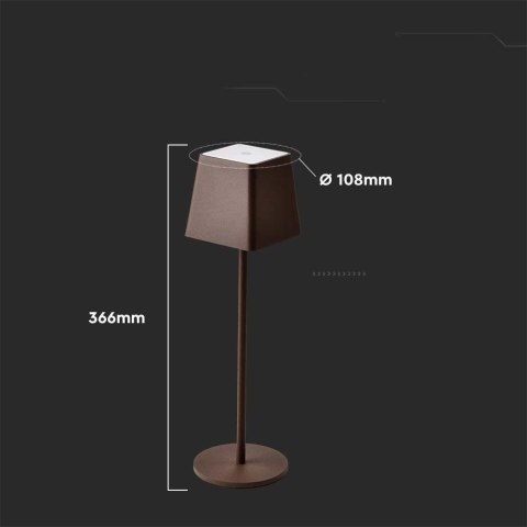 Lampka Biurkowa Nocna V-TAC 2W LED Ładowanie Ściemnianie IP54 Brąz Corten VT-7563 3000K 200lm