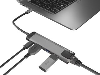 MULTIPORT ADAPTER NATEC FOWLER GO USB-C->HUB USB 3.0 2X, HDMI 4K, USB-C PD, RJ45