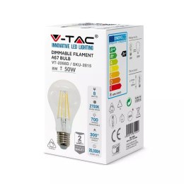 Żarówka LED V-TAC 8W Filament E27 A65 Ściemnialna VT-2288D 2700K 700lm