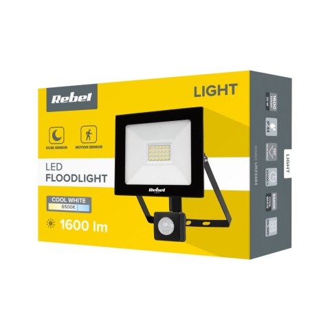 Reflektor LED Rebel 20W z sensorem zmierzchu (28x2835 SMD) , 6500K, 230V