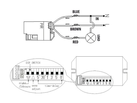 Czujnik ruchu PIR z zewnętrznym sensorem 800W 360st MCE32