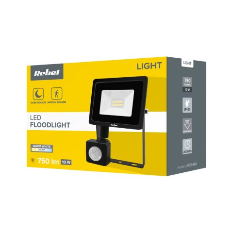 Reflektor LEd Rebel 10W (15x2835 SMD) z sensorem zmierzchu, 3000K, 230V