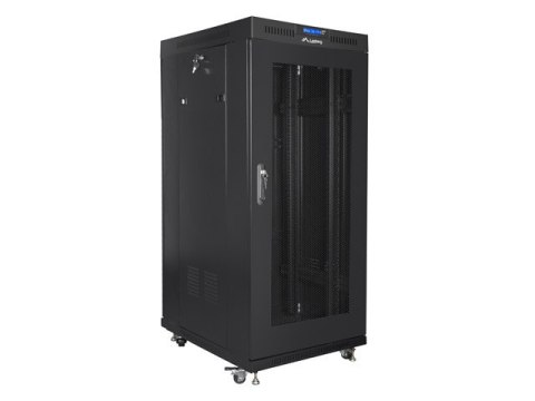 SZAFA INSTALACYJNA RACK STOJĄCA 19" 27U 600X800 CZARNA DRZWI PERFOROWANE LCD LANBERG (FLAT PACK)