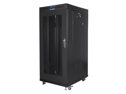 SZAFA INSTALACYJNA RACK STOJĄCA 19" 27U 600X800 CZARNA DRZWI PERFOROWANE LCD LANBERG (FLAT PACK)