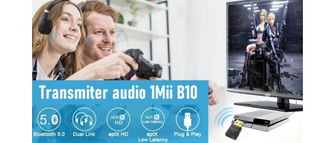 B10 Nadajnik Audio Bluetooth 5.0 USB 1Mii aptX 20m 1Mii