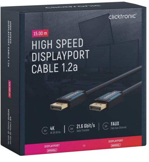 CLICKTRONIC Kabel DisplayPort DP - DP 1.2 4K 15m CLICKTRONIC