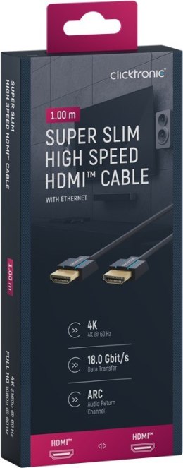 CLICKTRONIC Kabel HDMI 2.0 4K 60Hz Super Slim 1m CLICKTRONIC