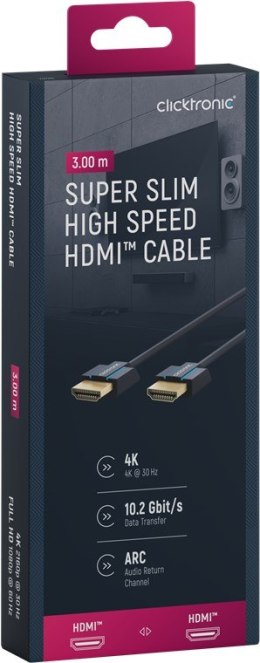 CLICKTRONIC Kabel HDMI 2.0 4K 60Hz Super Slim 3m CLICKTRONIC